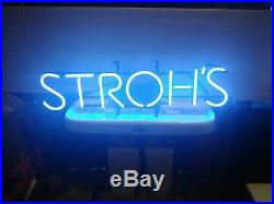 Vintage 1990 STROH'S Blue Neon Beer SIGN Lighted Bar Advertising RARE