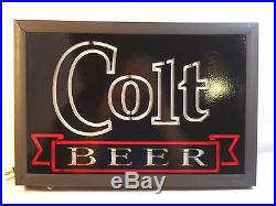 Vintage 1993 Colt Beer Elictiglas Neon Bar Sign Light