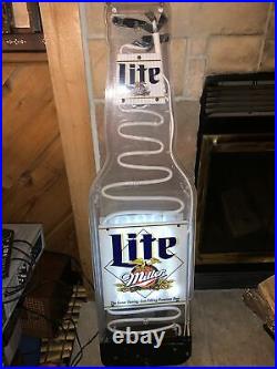 Vintage 1995 Miller Lite Beer Bottle Shape Neon Sign