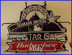 Vintage 1998 BUDWEISER MLB All Star Neon Sign Beer Advertising Man Cave ROCKIES