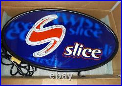 Vintage 1998 SLICE Beverage Oval Shaped Neon Lighted Sign by Everbrite NOS