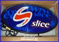 Vintage 1998 SLICE Beverage Oval Shaped Neon Lighted Sign by Everbrite NOS