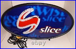 Vintage 1998 SLICE Beverage Oval Shaped Neon Lighted Sign by Everbrite NOS