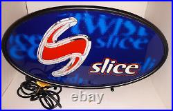 Vintage 1998 SLICE Beverage Oval Shaped Neon Lighted Sign by Everbrite NOS