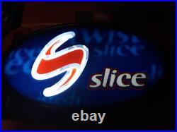 Vintage 1998 SLICE Beverage Oval Shaped Neon Lighted Sign by Everbrite NOS
