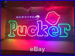 Vintage 2002 DeKuyper Pucker Watermelon Schnapps Neon Bar Sign Light RARE NIB