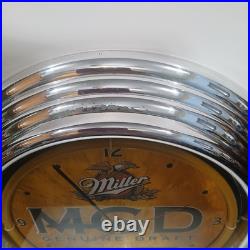 Vintage 2002 Retro Miller Genuine Draft Beer Neon Clock Sign Light Works. HTF