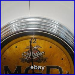 Vintage 2002 Retro Miller Genuine Draft Beer Neon Clock Sign Light Works. HTF