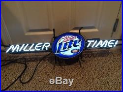 Vintage 2003 Miller Time, Miller Lite Beer Neon Lighted Wall Sign, Excellent