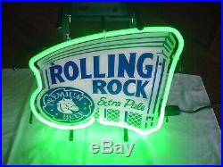 Vintage 2013 Rolling Rock Beer Neon Bar Sign Made In USA Perfect 14x14