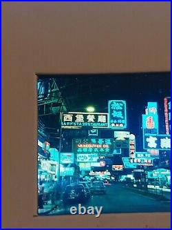 Vintage 35mm Slide Hong Kong China Lock Hart Road Night View Neon Signs Street