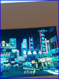 Vintage 35mm Slide Hong Kong China Lock Hart Road Night View Neon Signs Street