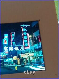 Vintage 35mm Slide Hong Kong China Lock Hart Road Night View Neon Signs Street