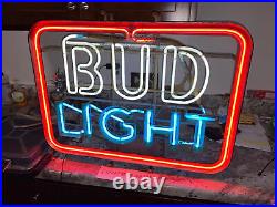 Vintage 70's/80's Bud Light Beer Neon Sign 21x27 Works Budweiser (8107)