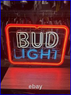 Vintage 80's Bud Light Beer Neon Sign 21 x 27 Budweiser WORKS