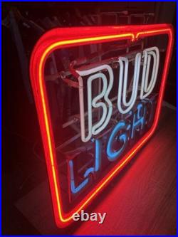 Vintage 80's Bud Light Beer Neon Sign 21 x 27 Budweiser WORKS