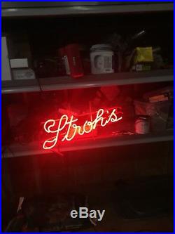 Vintage 80's STROH'S Neon Beer SIGN Lighted Bar Advertising