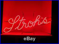 Vintage 80's STROH'S Neon Beer SIGN Lighted Bar Advertising. WORKING