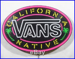 Vintage 80's VANS CALIFORNIA NATIVE shoes store neon color sign skateboard USA