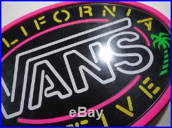 Vintage 80's VANS CALIFORNIA NATIVE shoes store neon color sign skateboard USA
