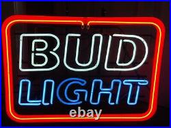 Vintage 90's Bud Light Beer Neon Sign 21 X 27 Budweiser VERY BRIGHT Works