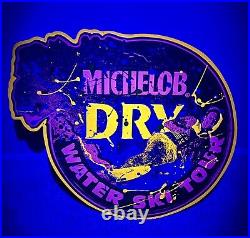 Vintage 90's Neon Black light Glow Michelob Dry Water Ski Tour Beer Tin Bar Sign