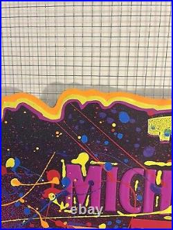 Vintage 90's Neon Black light Glow Michelob Dry Water Ski Tour Beer Tin Bar Sign