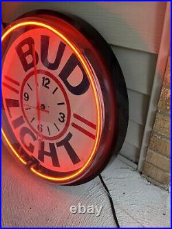 Vintage 92 Bud Light Budweiser Neon Sign Clock 20 RARE. Clock DOESN'T Work