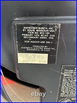 Vintage 92 Bud Light Budweiser Neon Sign Clock 20 RARE. Clock DOESN'T Work