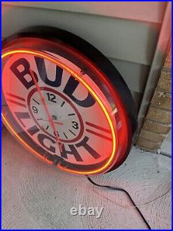 Vintage 92 Bud Light Budweiser Neon Sign Clock 20 RARE. Clock DOESN'T Work