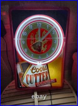 Vintage 93 Coors Cutter Beer Wall Clock Neon Sign Vintage 93 Coors Cutter Beer Wall Clock Neon Sign