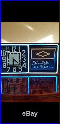 Vintage Action Ad Neon Rotating Advertising Clock Working