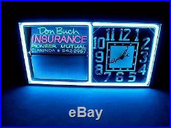 Vintage Action Neon Ad Clock Sign With Flip Over Messages Neon Tube Lit, Antique