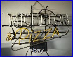Vintage Advertising Michelob And Pizza Neon Beer Light Sign Man Cave LOCAL PICK