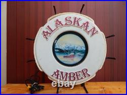 Vintage Alaskan Amber Neon Beer Sign 19 Nautical Life Saver Ring Buoy RARE
