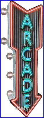 Vintage Arcade Marquee Sign Neon Print & LED Bulbs
