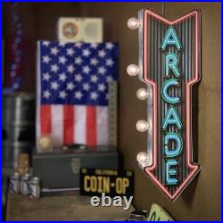 Vintage Arcade Marquee Sign Neon Print & LED Bulbs