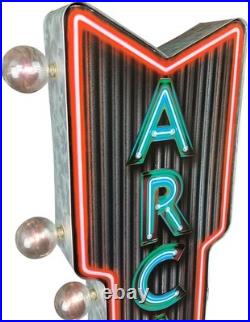 Vintage Arcade Marquee Sign Neon Print & LED Bulbs
