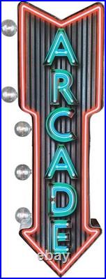 Vintage Arcade Marquee Sign Neon Print & LED Bulbs