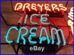 Vintage BREYERS ICE CREAM neon sign, wall mount or window mount
