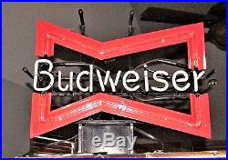 Vintage BUDWEISER Beer NEON Light ORIGINAL SIGN Bowtie Bar Advertising Bud Rare