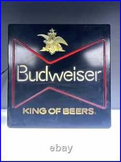 Vintage BUDWEISER King Of Beers Lighted Beer Sign Neon Look Working 18x18 1981