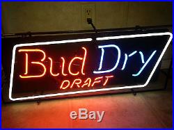 Vintage BUD DRY DRAFT Budweiser Bar Light Sign Neon Sign WORKS GREAT