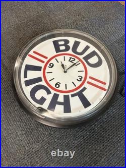 Vintage BUD LIGHT Budweiser Neon 19.5 Lighted Wall Clock Beer Bar Sign Rare