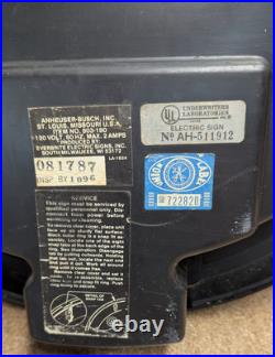 Vintage BUD LIGHT Budweiser Neon 19.5 Lighted Wall Clock Beer Bar Sign Rare