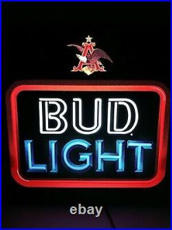 Vintage BUD LIGHT Neon Style LIGHTED Beer Sign Bar man cave BUDWEISER