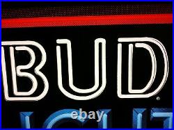 Vintage BUD LIGHT Neon Style LIGHTED Beer Sign Bar man cave BUDWEISER