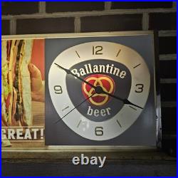 Vintage Ballantine Beer Lighted Clock with Advertising Sign Breweriana Neon Sign