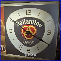 Vintage Ballantine Beer Lighted Clock with Advertising Sign Breweriana Neon Sign