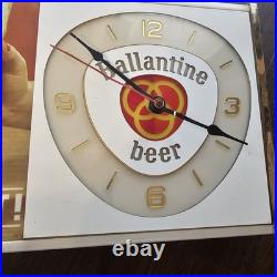 Vintage Ballantine Beer Lighted Clock with Advertising Sign Breweriana Neon Sign